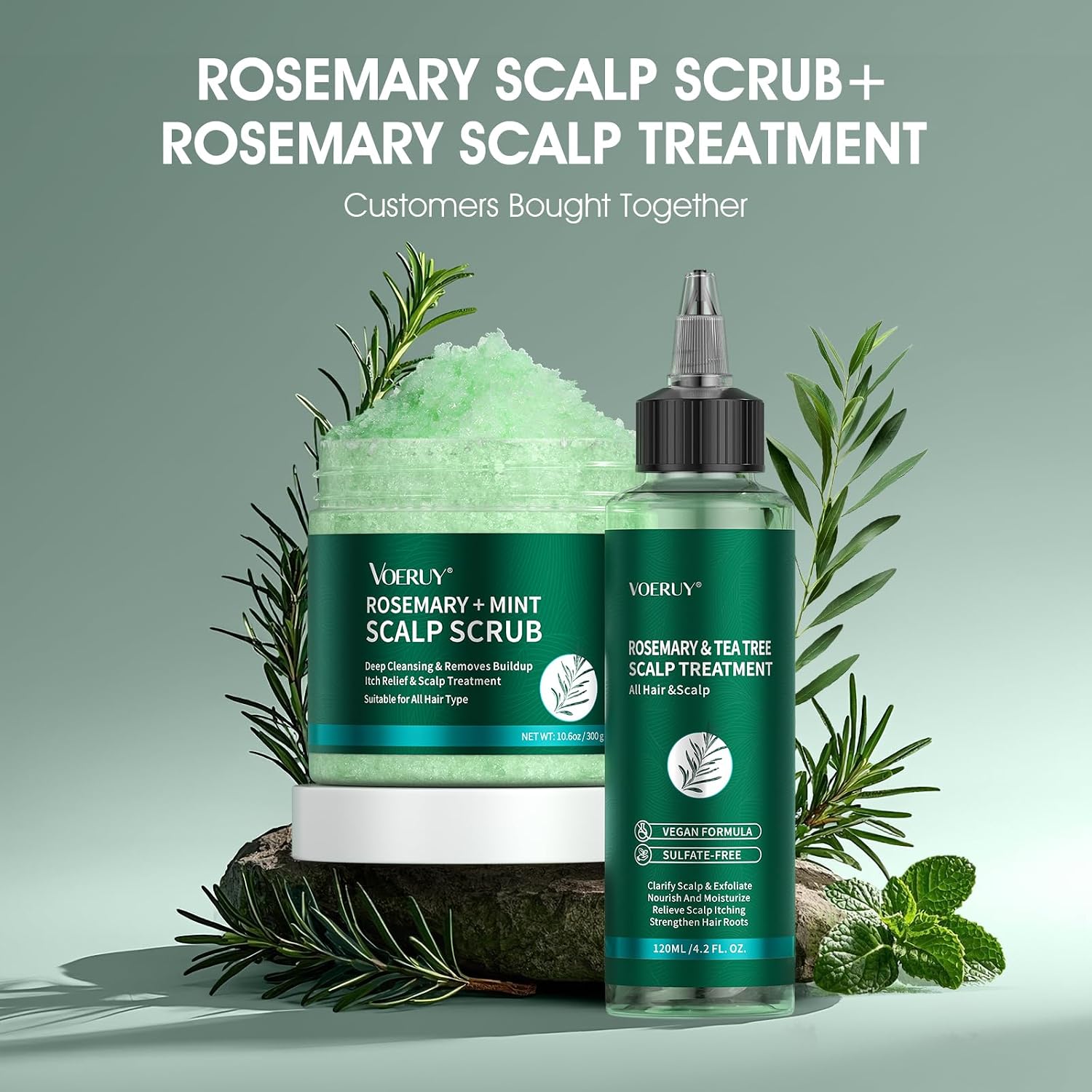 VOERUY Scalp Treatment, Rosemary Refreshing Scalp Treatment with Tea Tree, Clarifying Build Up & Purifying, Leave-In Scalp Detox for Dry Itchy Scalp,Vegan & Cruelty-Free,120ML - Image 7