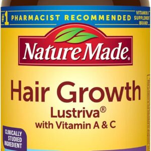 Nature Made Hair Growth Softgels, Clinically Studied Lustriva + Biotin, Vitamin C & A, Hair Growth Vitamins - Support Healthy Hair as You Age, 30 Softgels, 30 Day Supply