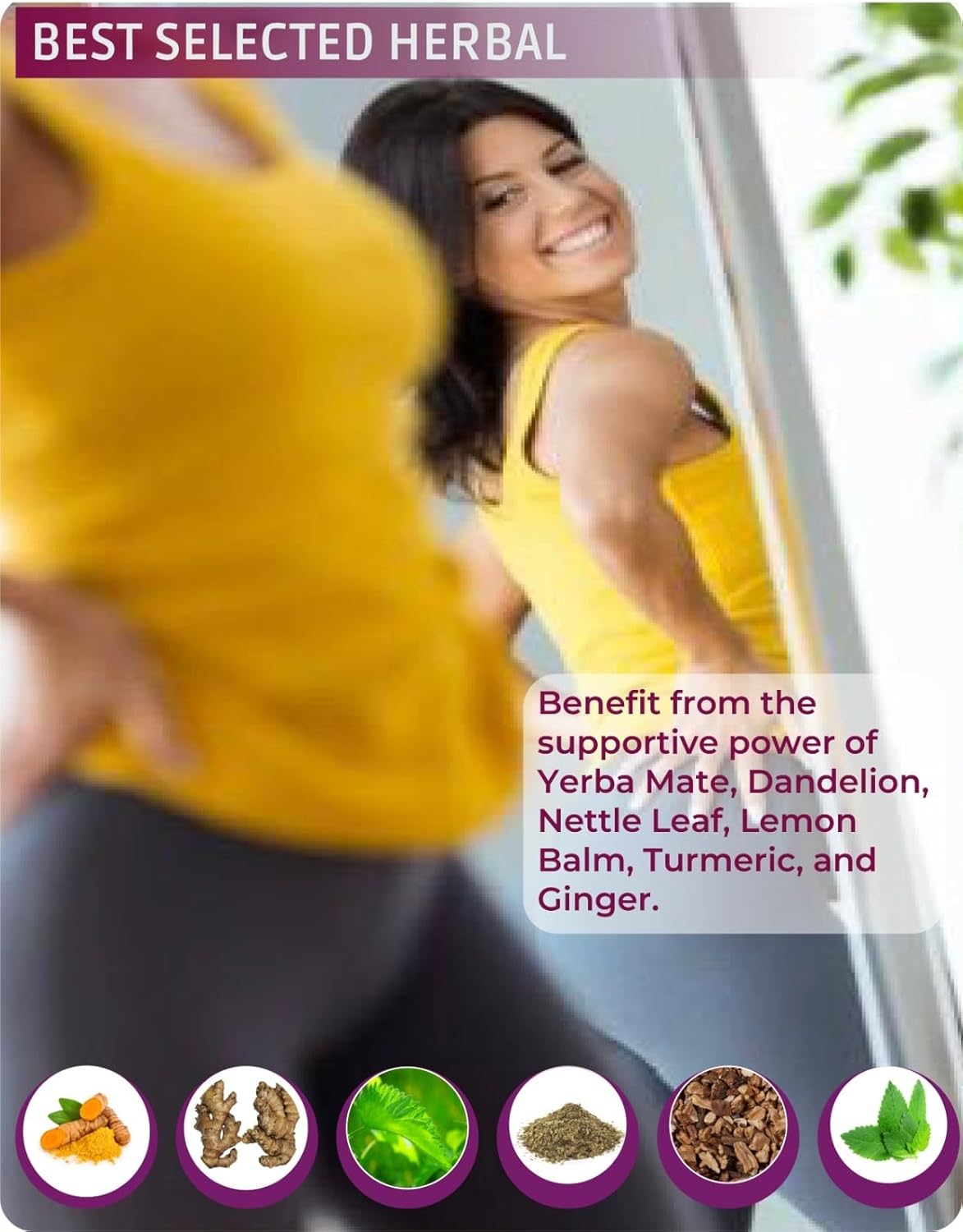 MenoXTrim Organic Menopause Relief: Hormone Balance | Bloating | Hot Flashes | Excess Water | Midlife Belly | Yerba Mate, Dandelion, Nettle Leaf, Lemon Balm, Turmeric, Ginger | Natural Açai Flavor. - Image 2