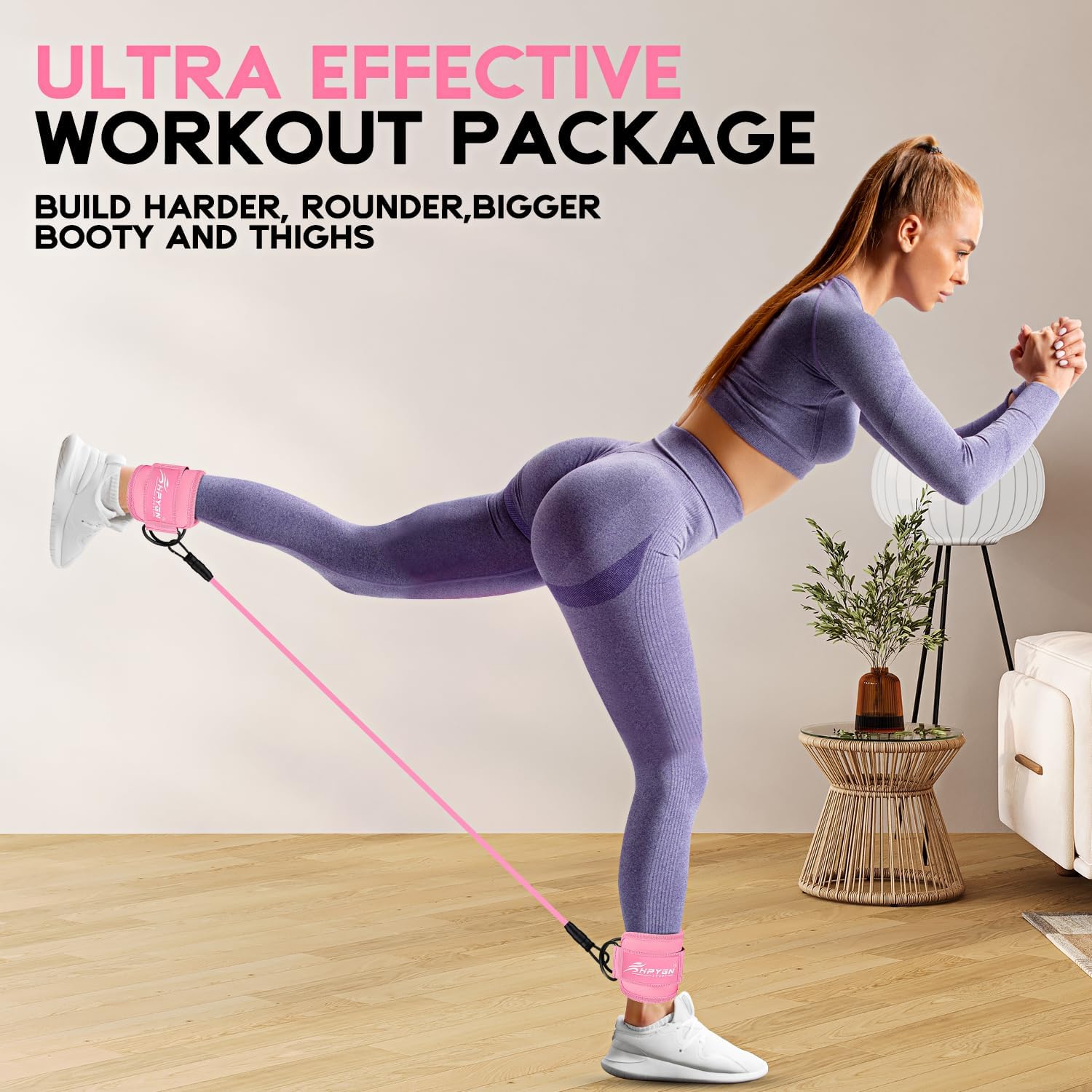 HPYGN Ankle Resistance Bands, Ankle Bands for Working Out with Cuffs, Resistance Bands for Leg Butt Training Workout Equipment for Kickbacks Hip Gluteus Training, Ankle Strap with Exercise Bands - Image 2