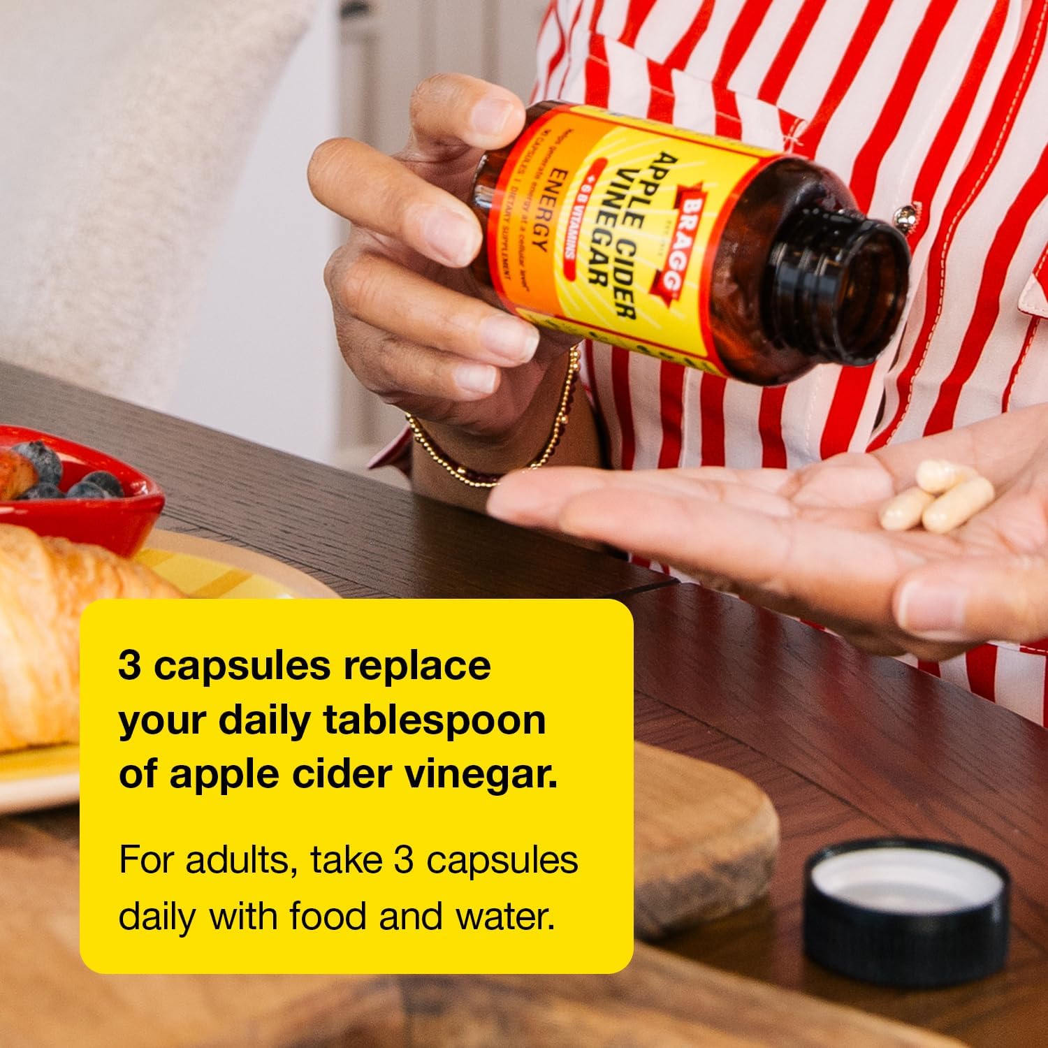 Bragg Energy Apple Cider Vinegar Capsules with B-12 Vitamins - 90 Capsules - Weight Management - Non-GMO, Vegan, Gluten Free, No Sugar - Helps Generate Energy at Cellular Level for Men and Women - Image 5