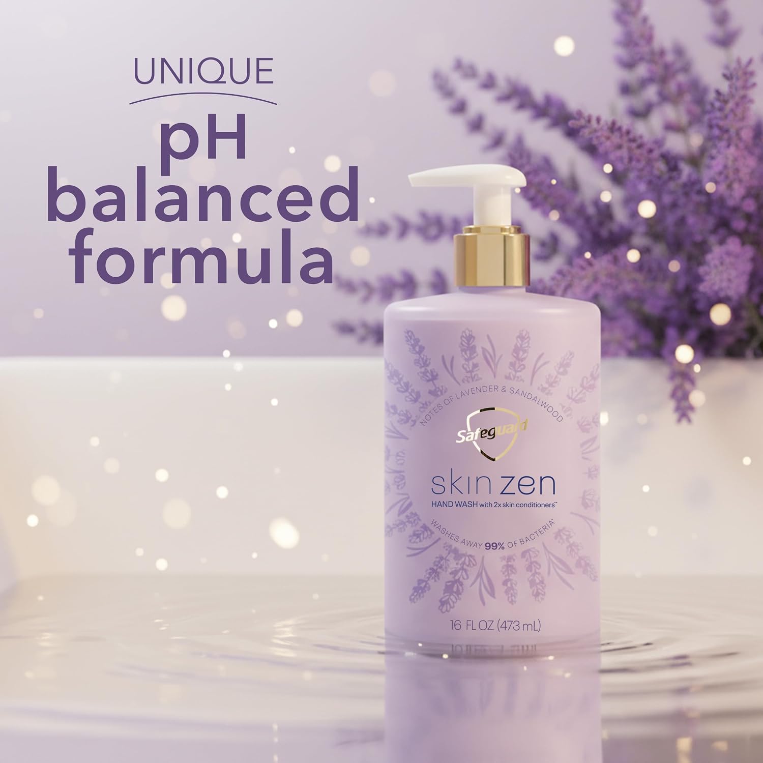 Safeguard Liquid Hand Soap, Skin Zen, Washes Away 99% Bacteria, Made with Natural Moisturizers & 2X Skin Conditioners, Safeguarding Families, PH Balanced Formula, Lavender & Sandalwood Scent, 16 oz - Image 6