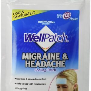 WellPatch Migraine & Headache Cooling Patch - Drug Free, Lasts Up to 12 hours, Safe to Use with Medication - Large Patches (4 Large Patches), Each 4.3 x 2 in