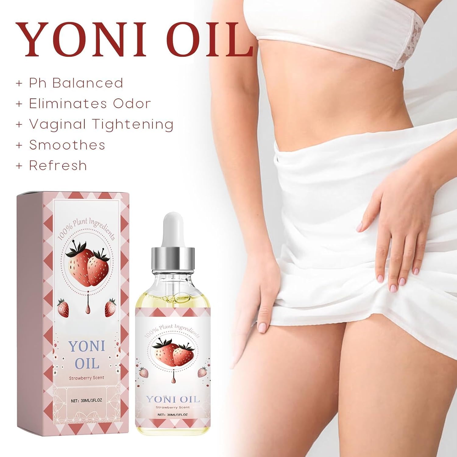 Women Body Oil - Natural Odor Relief & Itching Solution with Vitamin E, Strawberry Extract - pH Balancing Feminine Oil, Moisturizing & Soothing Vaginal Health - Image 2