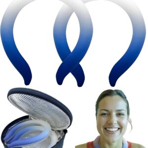 2 Pack Neck Cooling Tube with Insulated Bag - Reusable Ice Ring Neck Cooler Indoor Outdoor - Wearable Cooling Ring - Relief for Summer and Hot Flashes - Ice Ring Freezes Under 64℉(2 Blue Gradient)