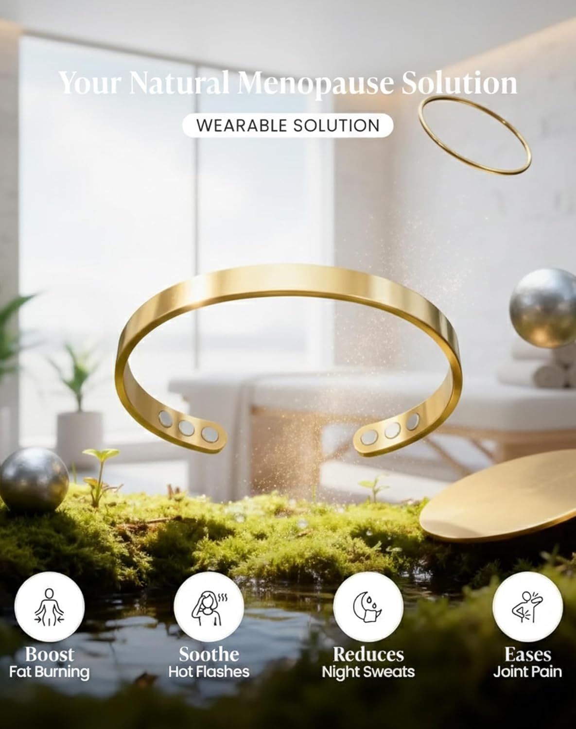Kalm Bracelet Menopause: Your Natural Menopause Solution, Bracelet for Menopause Relief, Hot Flashes & Pain, Adjustable Bracelets for Women - Natural Hormonal Balance (Onyx) - Image 3