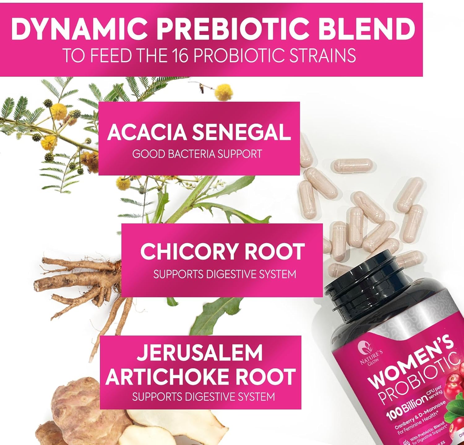 Probiotics For Women 100 Billion CFU Per Serving - Women's Probiotic For Digestive Health 16 Unique Strains - Daily Vaginal PH Balance & Feminine Health Support, Womens Probiotic - 120 Capsules - Image 7