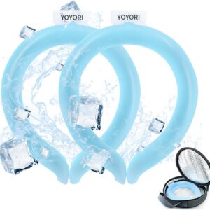 2PCS Neck Cooling Tube with Cold Insulated Bag,Reusable Ice Neck Ring Wearable Body Cooler Products for Summer Heat (Blue*2)