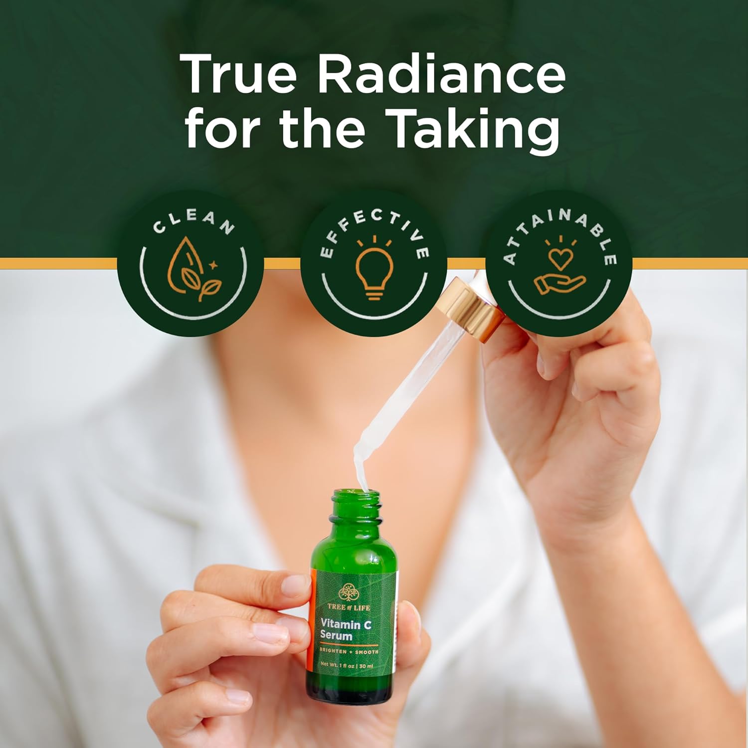 Tree of Life Vitamin C Serum For Face - Brightening Face Oil for Dark & Age Spots - For Dry & Sensitive Skin with Vitamin E for Soft Smooth Glow - Dermatologist Tested, 1 Fl Oz - Image 8
