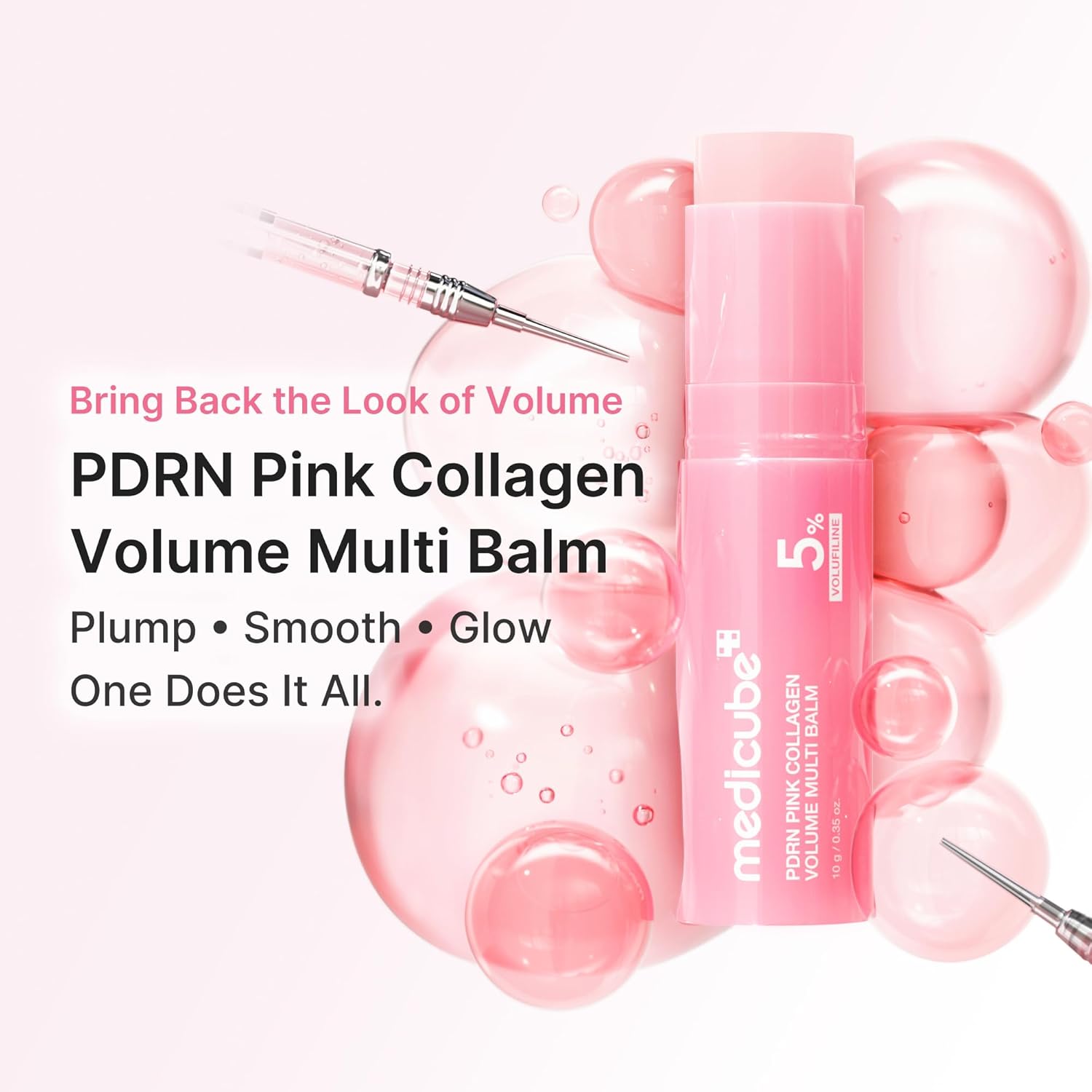medicube PDRN Pink Collagen Volume Multi Balm Stick | Volufiline, PDRN, NAD, Collagen | Face & Body Balm for Under-Eyes, Neck, Forehead, Smile Lines, Lips | Plumping, Radiance, Line Care | K-Beauty - Image 2