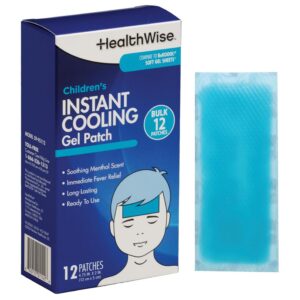 HealthWise Instant Cool Gel Patches | Children’s Forehead Sheets | 12-Count | 4.75” x 2” | Soothing Menthol Vapors | Fever Relief | Non-Medicated Formula