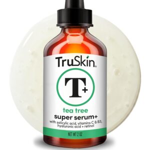 TruSkin Tea Tree Oil Acne Treatment Serum for Face - Salicylic Acid, Niacinamide, Vitamin C & Retinol - Clarifying Super Facial Serum for Acne-Prone Skin & Pores, 2 Oz