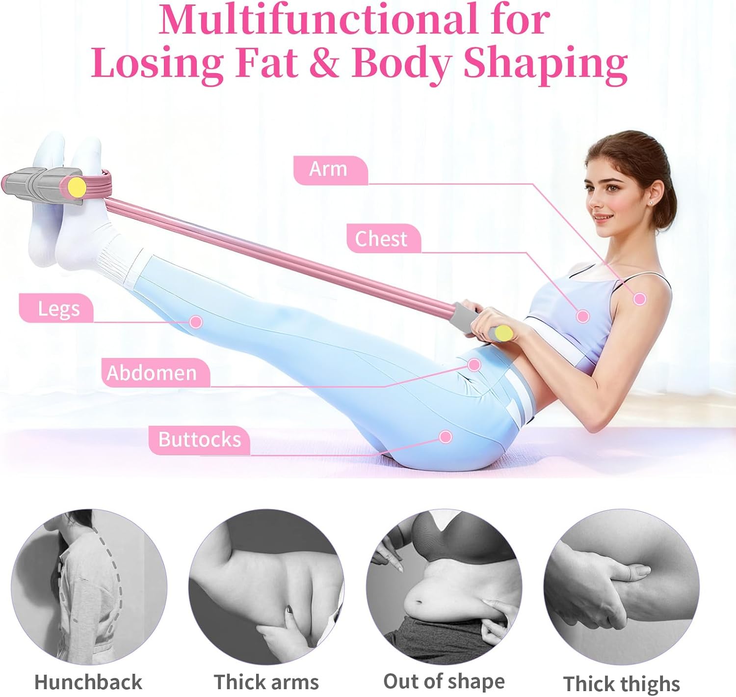 Pedal Resistance Bands with Handles, Durable 6-Tubes Multifunction Pedal Resistance Band, Natural Rubber Foot Pedal Resistance Bands, Fitness Resistance Bands for Abdomen, Waist, Arm, Leg - Image 6
