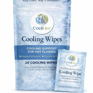 Cooling Wipes for Hot Flashes – Gentle Cooling, Not Overpowering – Menopause Support Wipes for Women – Individually Wrapped, On-the-Go – 20 Count