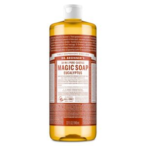 Dr. Bronner's Pure-Castile Magic Soap Liquid (Eucalyptus, 32 Ounce) - Made with Regenerative Organic Certified Oils, 18-in-1 Uses: Face, Body, Hair, Laundry, Pets and Dishes, Concentrated, Vegan