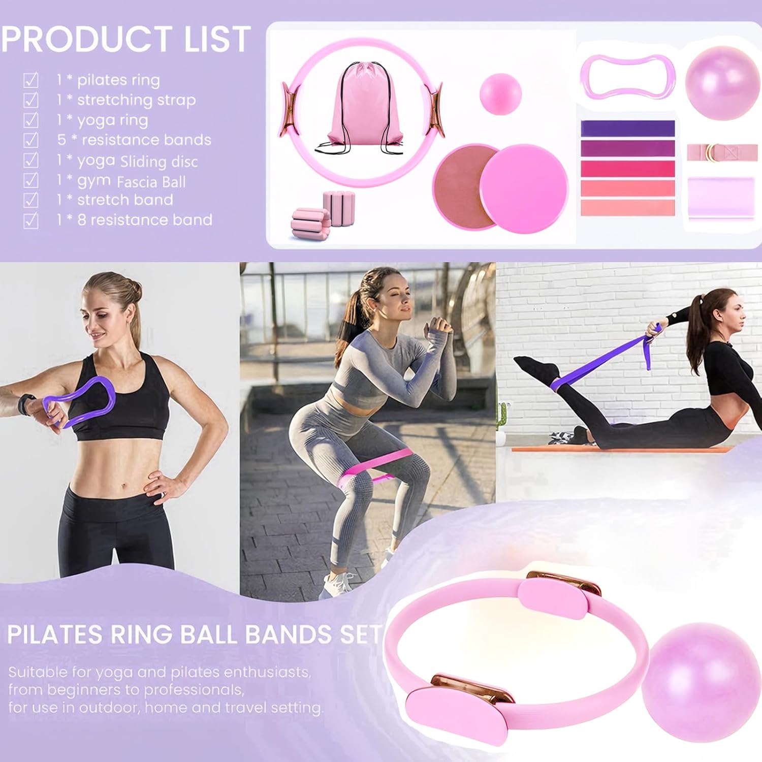Pilates Kit for Home Workouts - Essential Pilates Equipment Set for Women with Ball & Ring, Home Pilates Accessories for Women & Beginners - Image 6