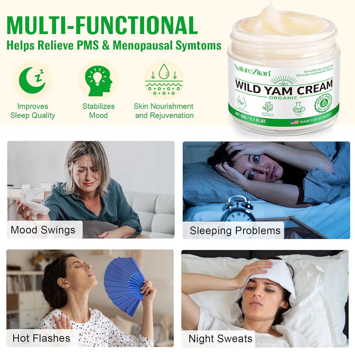 NATURE ZIRAN Wild Yam Cream - Wild yam Cream - Suitable for Relieving Symptoms During Periods of Physical Change - for All Skin Types 2.1floz - Image 8