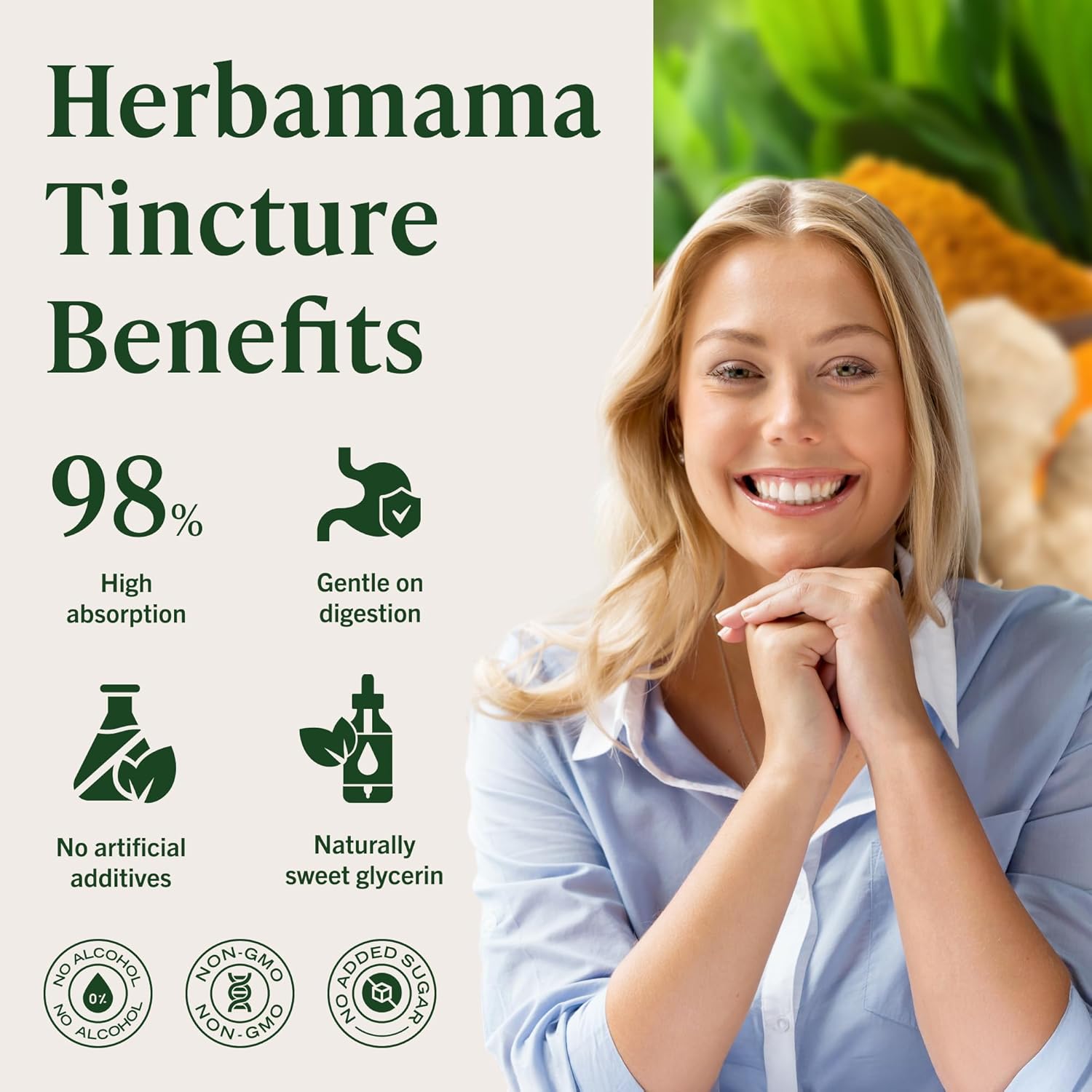 HERBAMAMA Turmeric and Ginger Supplement – Turmeric with Black Pepper & Ginger Root for Digestive Health – Turmeric Ginger Supplements for Immune Support – Non-GMO, Alcohol & Sugar-Free, 56-Day Supply - Image 5