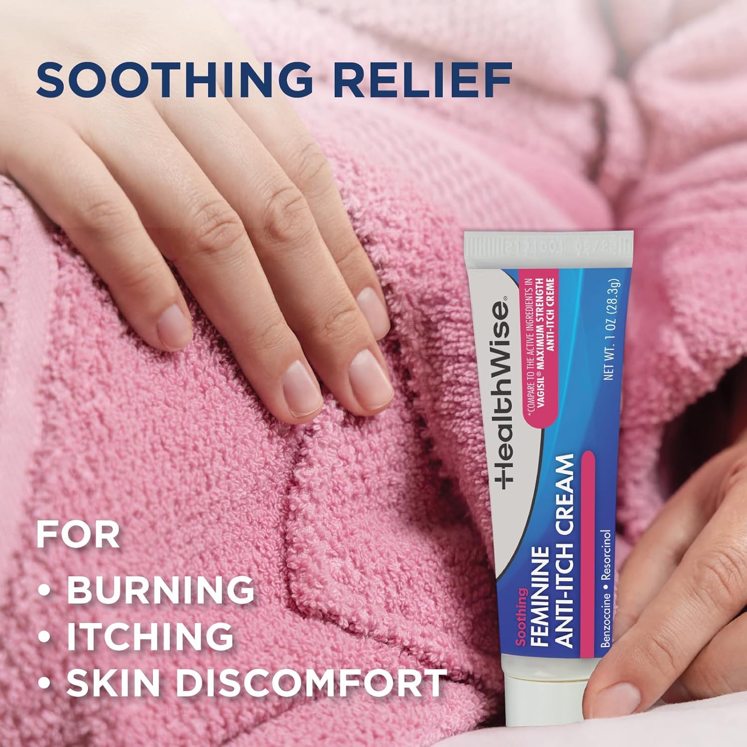 HealthWise Feminine Anti-Itch Cream | Soothing Itch Relief | Aloe, Vitamin A, D and E | Irritation Relief | Vagicaine | 1 oz. | External Analgesic - Image 4