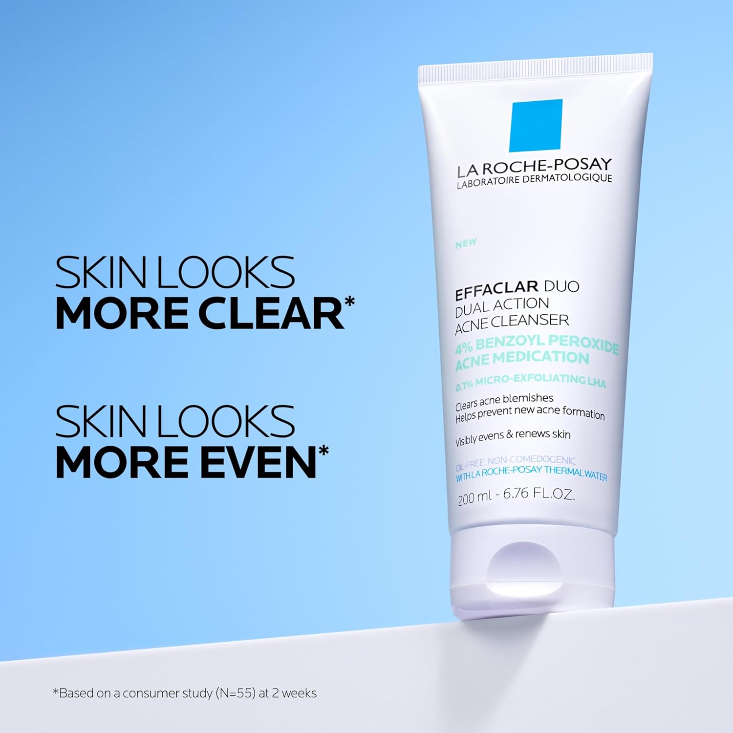 La Roche-Posay Effaclar Dual Acne Face Wash With 4% Benzoyl Peroxide & LHA Exfoliant, Acne Treatment Help Clear & Prevent Blemishes, Paraben Free & Oil Free Wash, 6.76 Fl Oz - Image 5