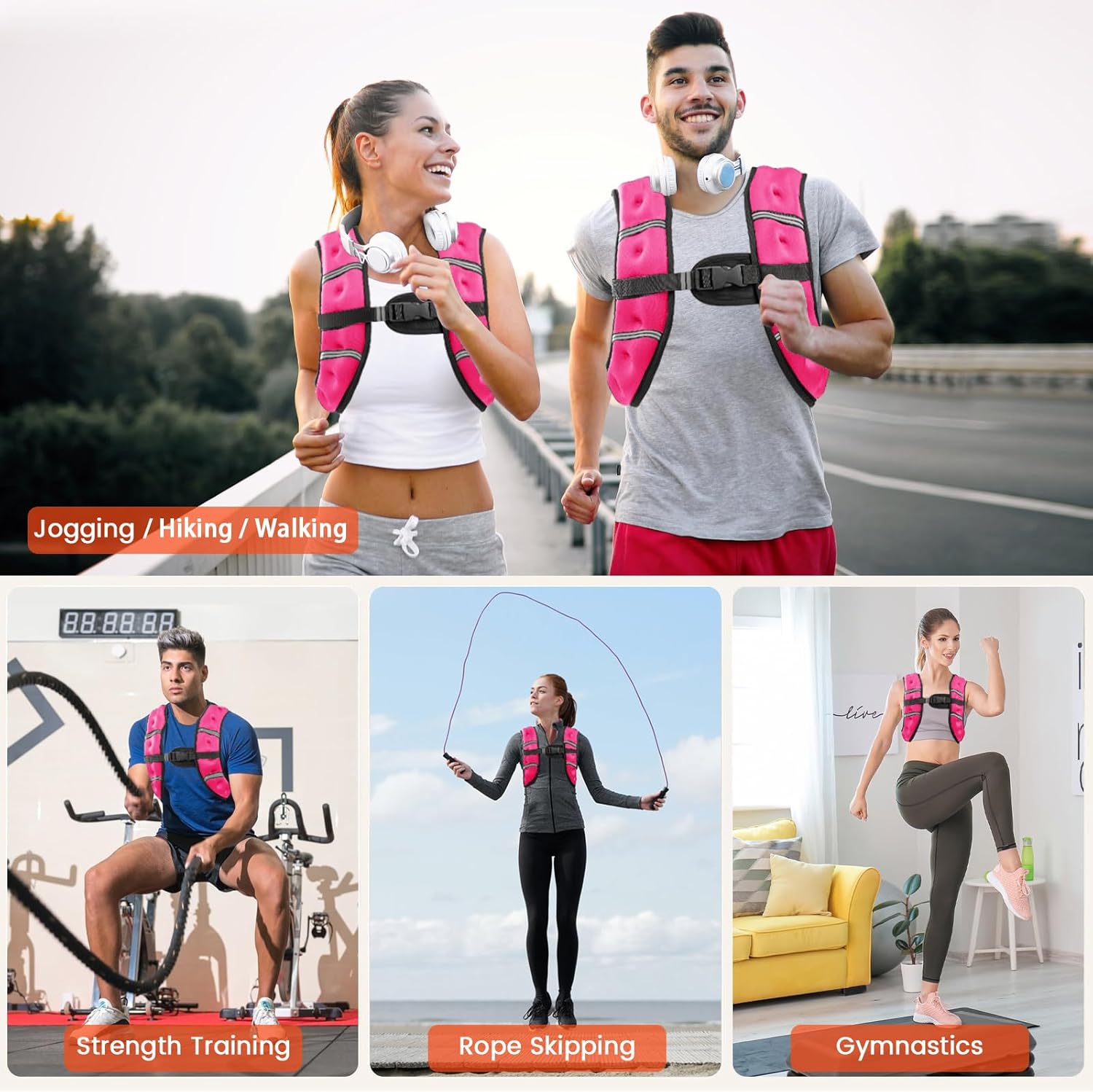 Poudee Weighted Vest, 6lb/8lb/10lb/12lb/16lb/20lb/25lb/30lb Weight Vest for Men Women, Body Weight Vests Adjustable with Reflective Stripe for Strength Training, Running, Workout, Jogging, Walking - Image 2