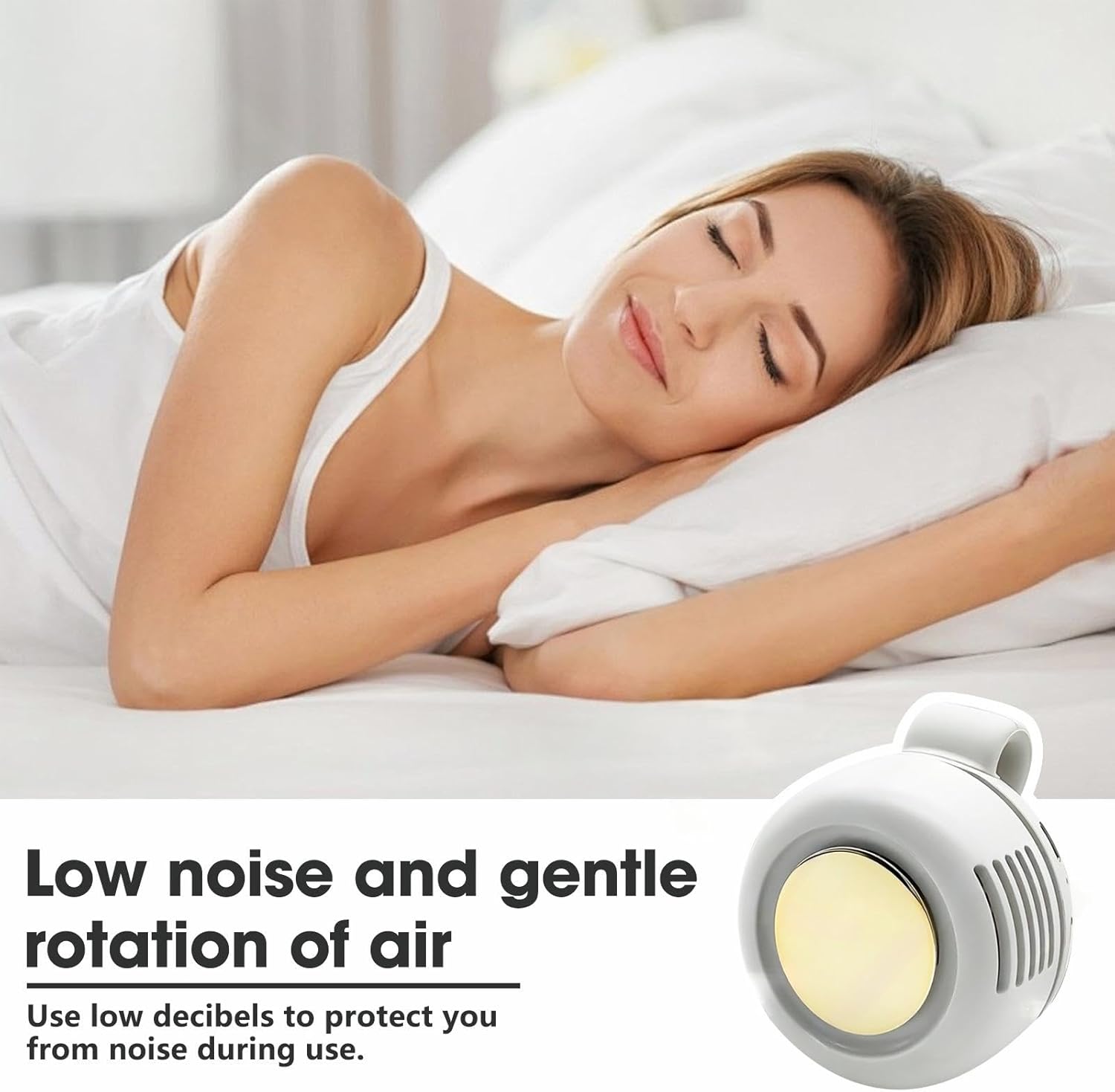 Clip On Fan,Portable Wearable Bladeless Fan,USB Rechargeable 360° Rotatable,3-Speed Silent Mini Personal Fans,Hands-Free Cooling Fan for Outdoor & Travel & Office,Ideal Gift(White) - Image 4