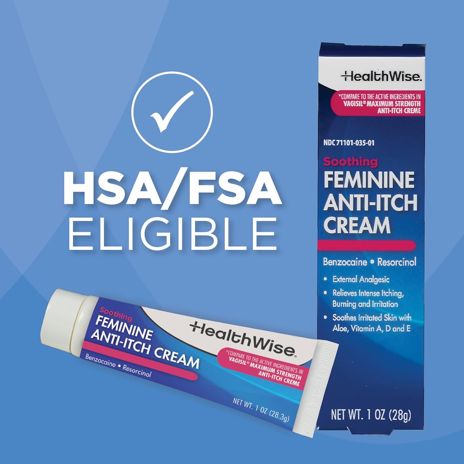 HealthWise Feminine Anti-Itch Cream | Soothing Itch Relief | Aloe, Vitamin A, D and E | Irritation Relief | Vagicaine | 1 oz. | External Analgesic - Image 9