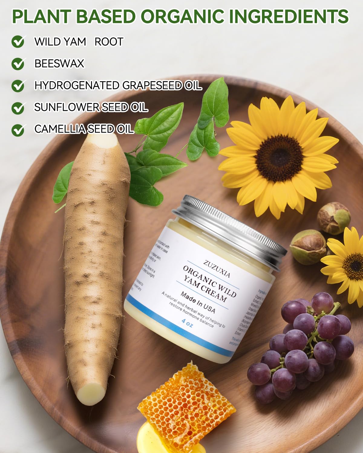 Wild Yam Cream, 4 OZ Unscented Organic Wild Yam Cream for Women Balance Support, Non-GMO, Paraben-Free, Hypoallergenic, Deep Nourishment for All Skin Types - Image 2