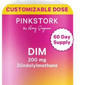 Pink Stork DIM Supplement for Women - Estrogen and Hormone Balance for Menopause, Perimenopause & PMS - DIM 200 mg Plus BioPerine for Mood Support - 60 Day Supply