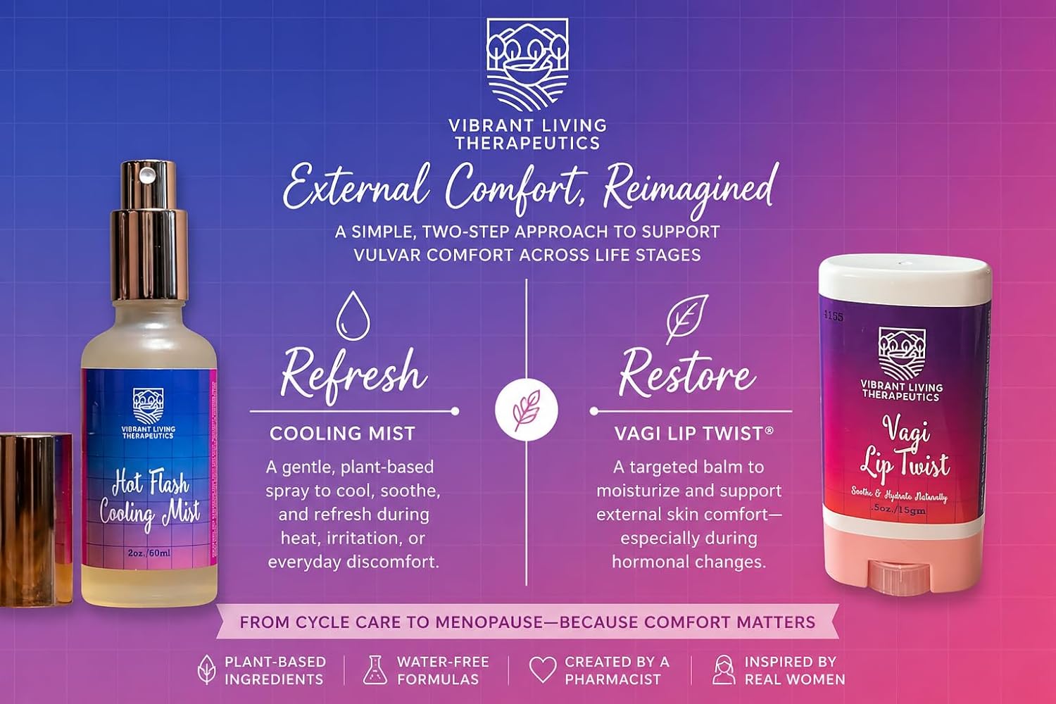 Menopause Intimate Dryness Support | External Vulvar Balm Stick |VagiLiptTwist by VLT| Non-Hormonal Intimate Moisturizer with Meadowfoam, Grapeseed and Chamomile | Discreet, Mess-Free Application - Image 9
