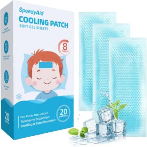 20 Sheets SpeedyAid Fever Patches for Kids & Adults - Soft Gel Cooling Pads for Fever Discomfort & Pain Relief, Soothe Headache Pain, Pack of 20