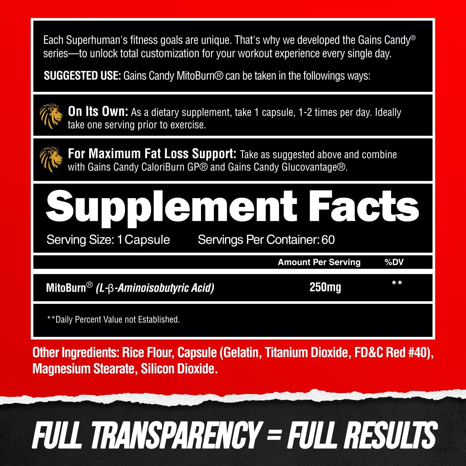 ALPHA LION Gains Candy, Supplement Pills that Support Weight Loss, Appetite Suppressant, Keto-Diet Friendly, Decrease Body Fat, Upgrade Energy & Workout Performance, 60 Capsules (MitoBurn®) - Image 5