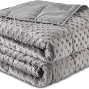 Sivio Weighted Blankets for Adults, Soft Minky Heavy Blanket for Calm Sleeping, Brethable Cooling Weighted Throw Blanket for Men and Women, Grey, 60 x 80in, 15lbs