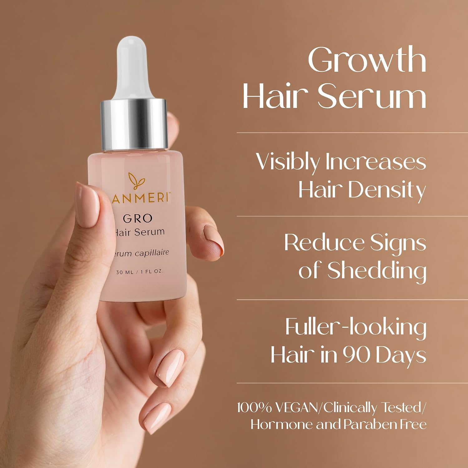 Lanmeri Vegan Hair Growth Serum for Women & Men - Natural Scalp Treatment for Thinning Hair and Hair Regrowth - Fuller-looking, Thicker and Healthier Hair in 90 Days, All Hair Types - Image 3