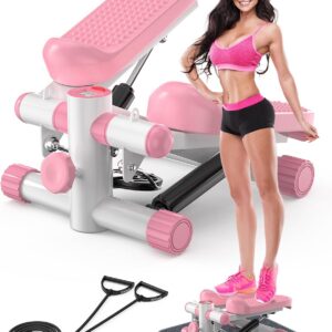 Steppers for Exercise at Home, KitGody Mini Stepper with Resistance Bands, Portable Stair Stepper for Home 330LBS Capacity, Adjustable Height Fitness Stepper Machine