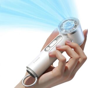 TORRAS COOLiFY iva Handheld Fan with Ice Cooler, [Chill by 50°F], 0-100 Adjustable Speed, Super Mini Powerful Portable Fan 4900mAh Rechargeable, Hand Fans for Travel Essentials,Mothers Day Gifts,Ivory