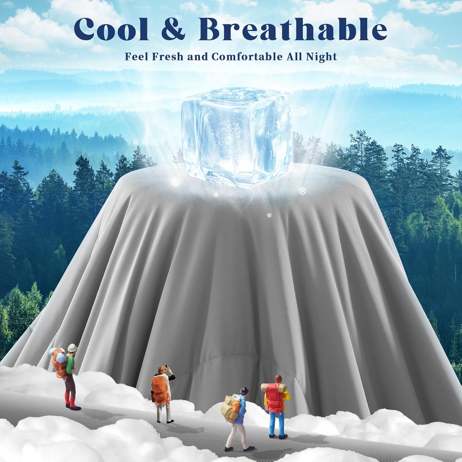 Cooling Comforter Queen Size, Double-Sided Cooling Blanket for Hot Sleepers & Night Sweats, Arc-Chill Q-Max > 0.4 Breathable Ice Blanket, Lightweight Cold Comforter (80''x90'', Light Grey) - Image 4