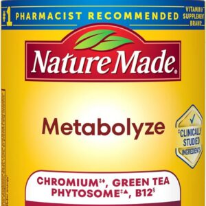 Nature Made Metabolyze Capsules, Chromium Picolinate, Green Tea Extract and B12, Healthy Weight Management & Fat Metabolism Support, 60 Capsules, 30 Day Supply