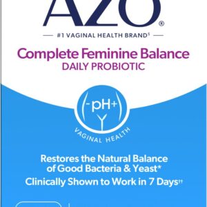 AZO Complete Feminine Balance Daily Vaginal Probiotics for Women, Clinically Proven to Help Protect Vaginal Health, Helps balance pH and yeast, 30 Count