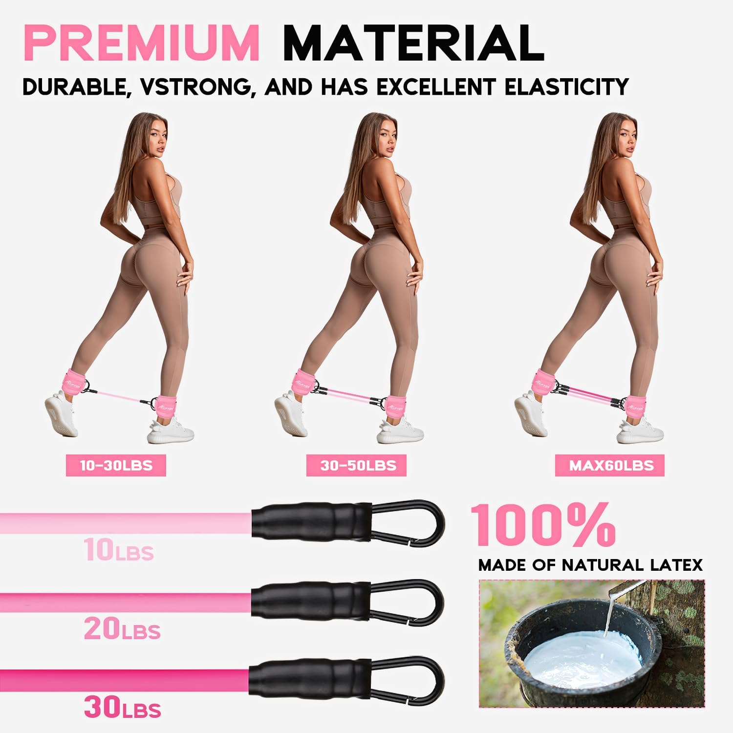 HPYGN Ankle Resistance Bands, Ankle Bands for Working Out with Cuffs, Resistance Bands for Leg Butt Training Workout Equipment for Kickbacks Hip Gluteus Training, Ankle Strap with Exercise Bands - Image 7