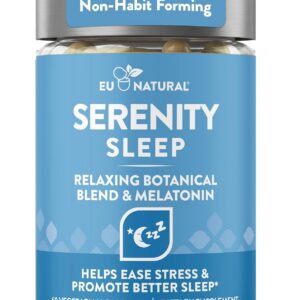 Serenity Sleep Natural Sleep Aid - Potent Blend of Magnesium, Valerian Root and Melatonin - Natural Sleep Aid - Non-Habit-Forming Way to Relax and Get a Good Night’s Sleep - 60 Vegan Soft Caps