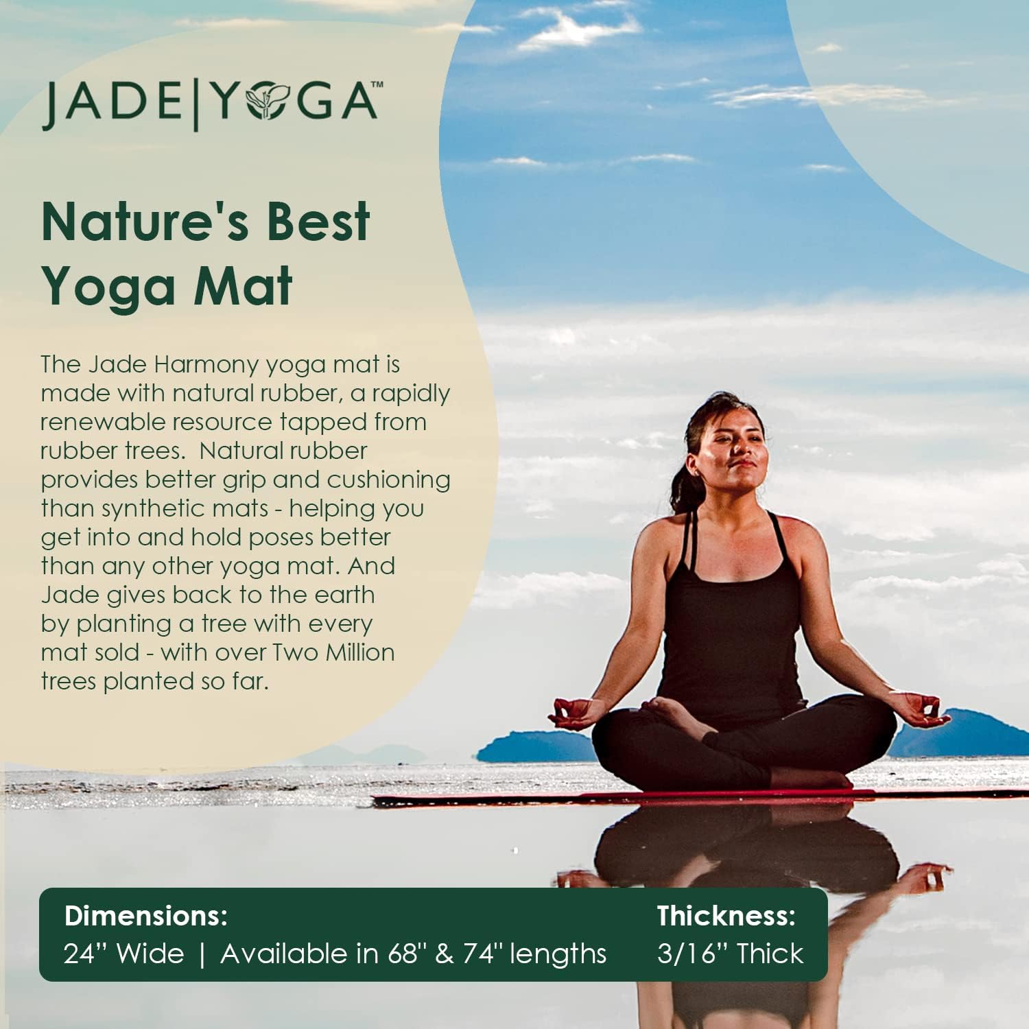 JadeYoga Harmony Yoga Mat - Durable & Thick Gym Fitness Mat, Non-Slip Natural Rubber Yoga Mat - Home Exercise & Stretching Mat, Workout Mat - Yoga, Pilates & Meditation for Women & Men - Image 4