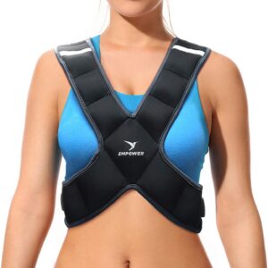 EMPOWER Weighted Vest for Women with Reflective Strips – Fixed 8lbs, Adjustable 4-10lbs (4 in1) or Adjustable10-16lbs (4 in 1), Strengthen Muscles, Boost Bone Health, and Burn More Calories for Workout - Rucking Vest
