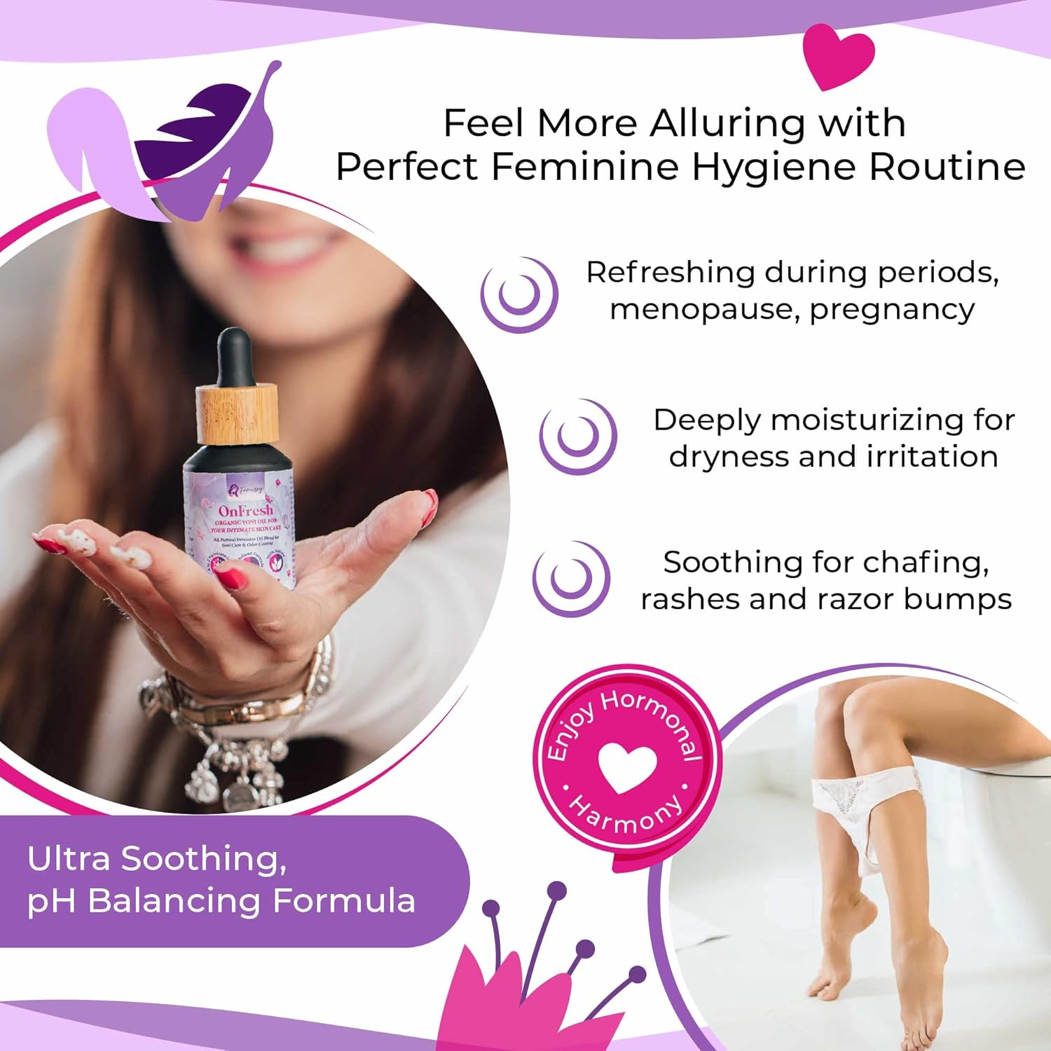 Vulva Balm (2 pcs Bundle: 2 + 0.5 oz); Vulva Cream; Intimate Vulva Moisturizer for Women + Natural Yoni Vulva Oil for Women PH Balance & Dryness (1 fl oz) Sensitive Skin Herbal Moisturizer - Image 7