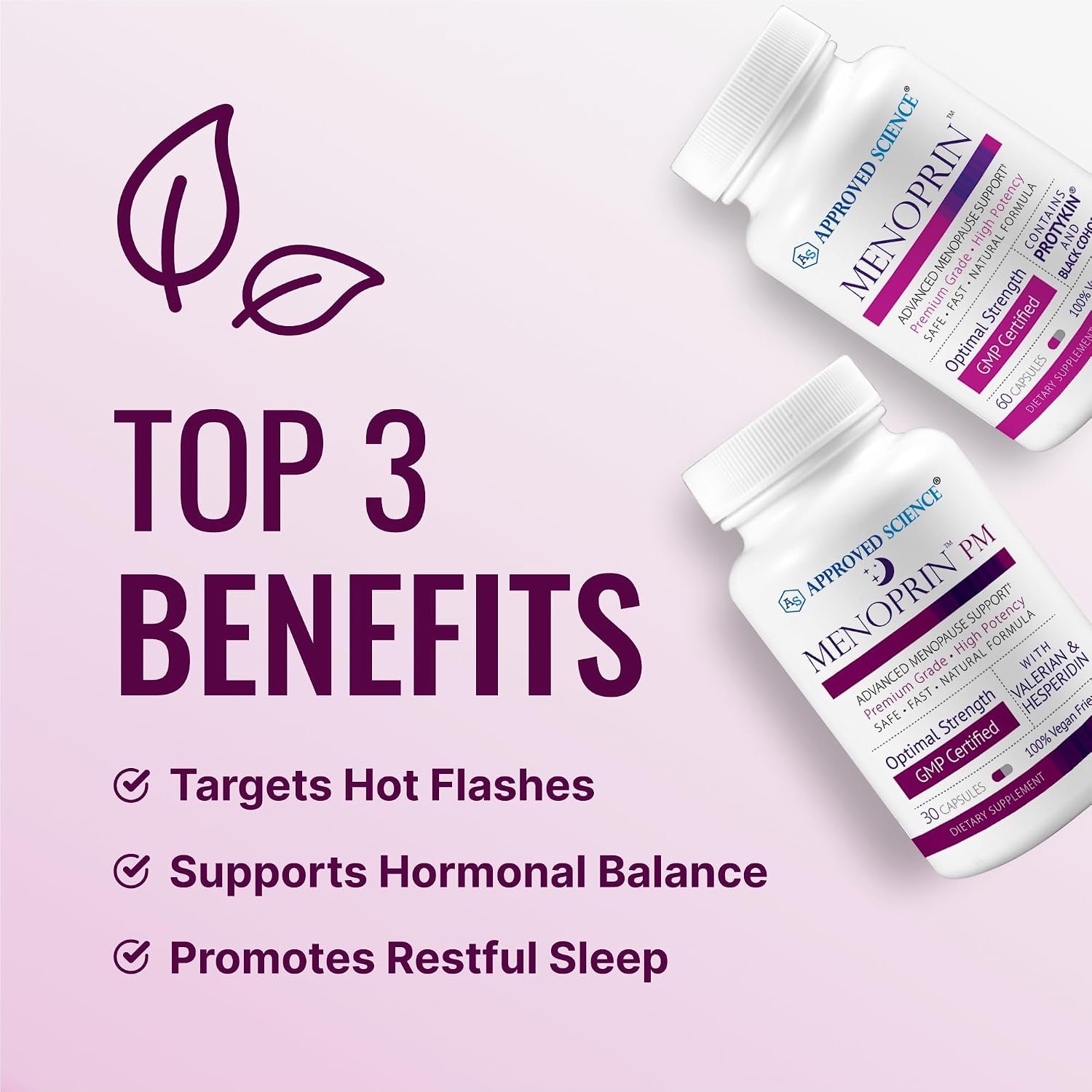 Approved Science Menoprin - Menopause Support - Protykin, Black Cohosh - 1 Bottle Menoprin Day + 1 Bottle Menoprin PM - Vegan - Image 3