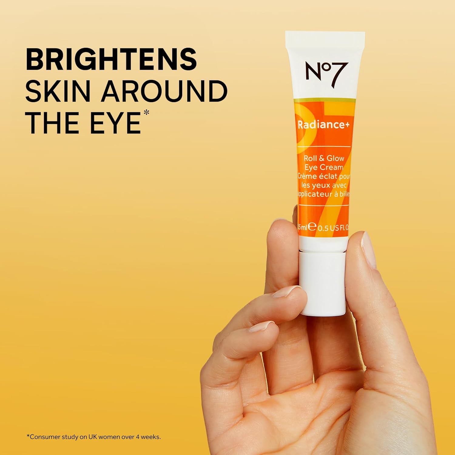 No7 Radiance+ Roll & Glow Eye Cream - Reviving & Illuminating Under Eye Roller - Color Correcting Vitamin C + Caffeine Cream for Dark Circles, Puffiness & Dullness (15ml) - Image 4