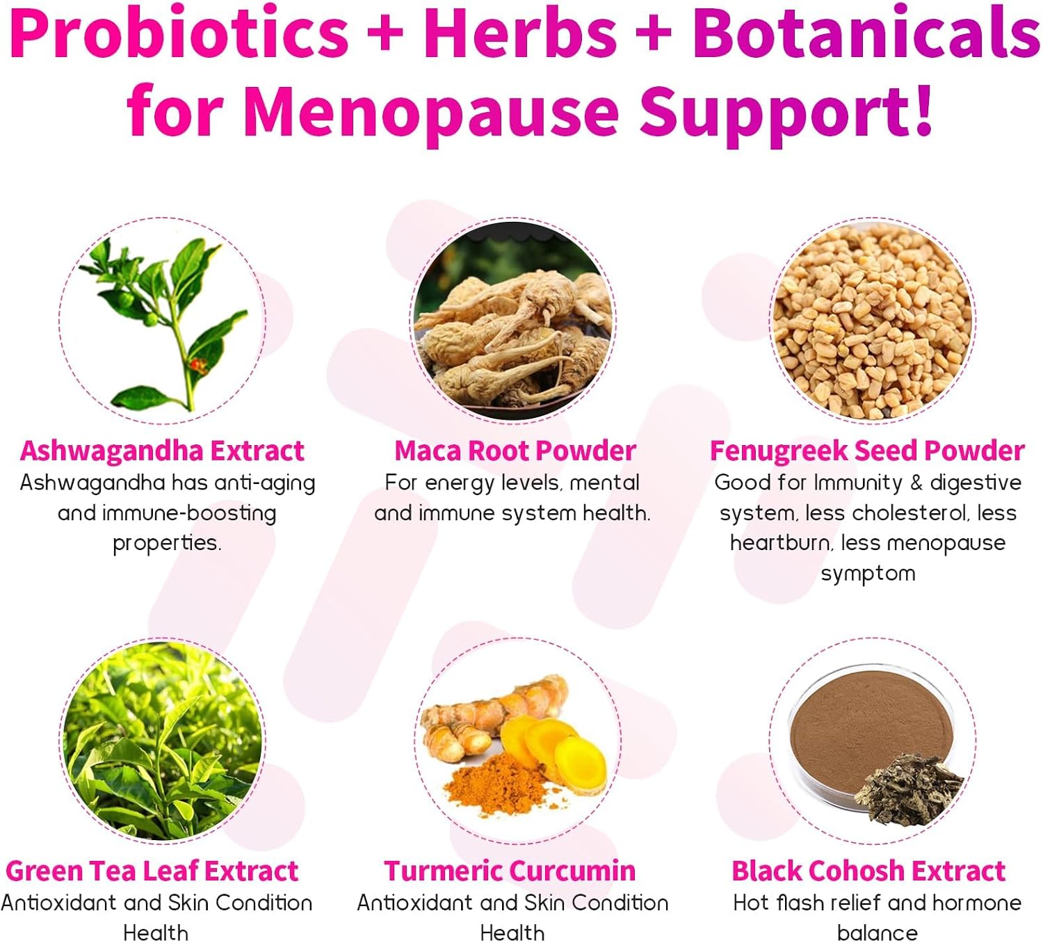 Menopause Supplements for Women, 120 Billion CFUs Probiotics for Women, 13-in-1 Herbs & Botanicals Complex, for Hormone Menopause, Hot Flashes, Night Sweats, Mood Swings, Sleep Disturbances - 240 Cap - Image 4