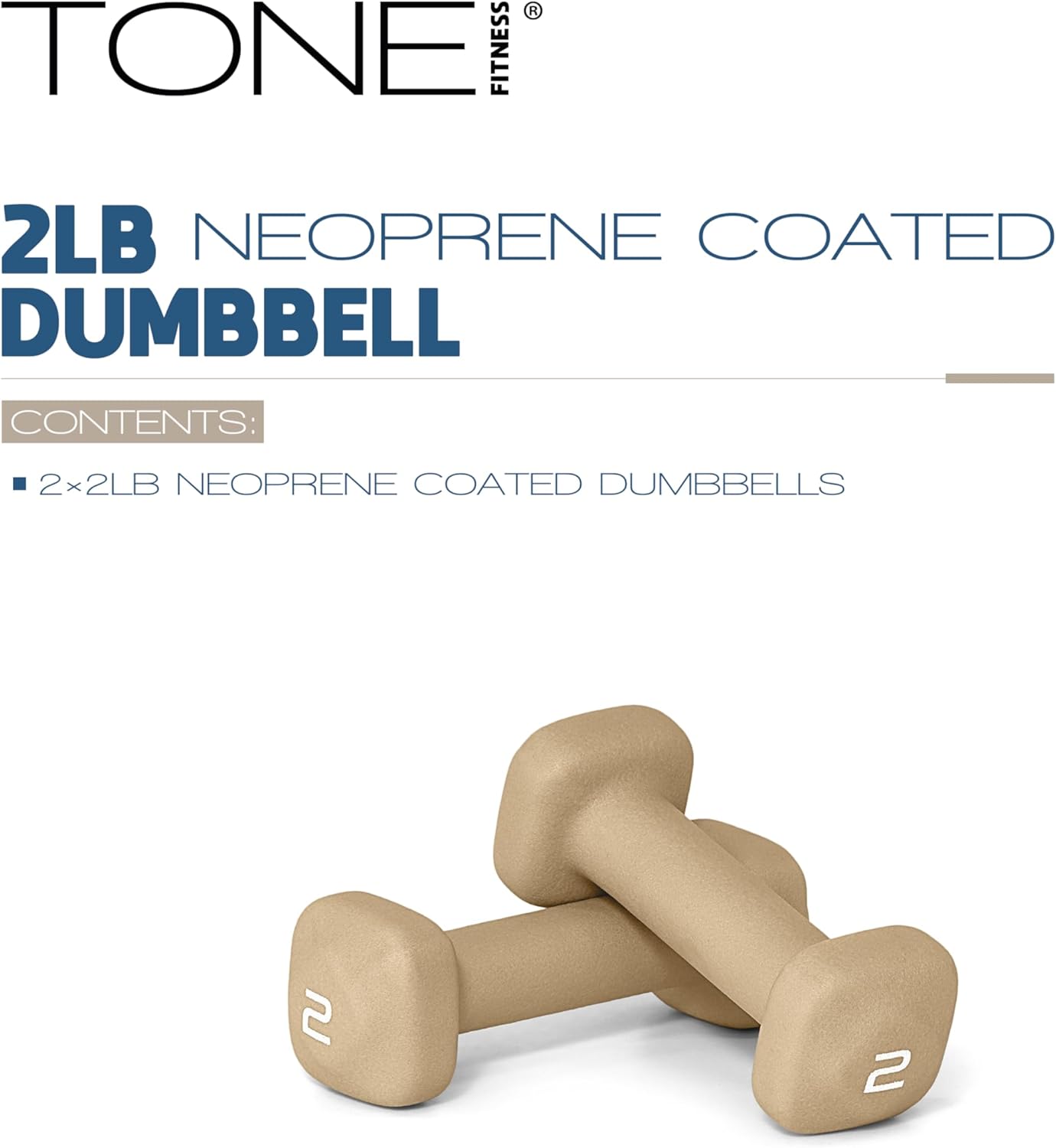 Tone Fitness Neoprene Dumbbell Weight Pairs with Anti-Roll Square Head | Multiple Options - Image 2