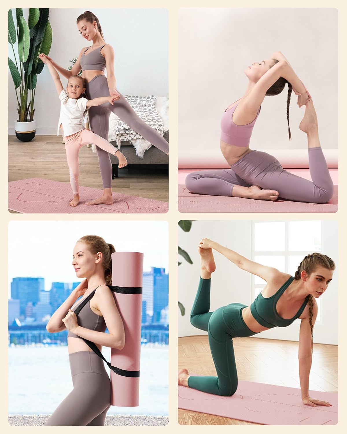 YOTTOY Yoga Mat, 72"x 32"x1/3" Extra Wide Non-Slip Exercise Fitness Yoga Mats,Eco-Friendly TPE Exercise Mats for Women Men Home Workout with Strap Bag - Image 8