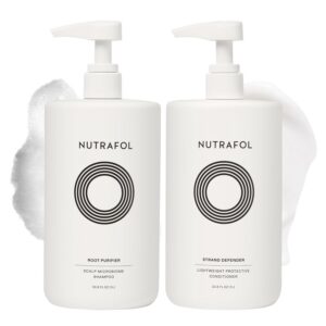 Nutrafol Shampoo and Conditioner, Cleanse and Hydrate Hair and Scalp, Improves Hair Volume, Strength and Texture, Physician-formulated for thinning hair. Color Safe, Sultate Free - 1 Liter Bottle